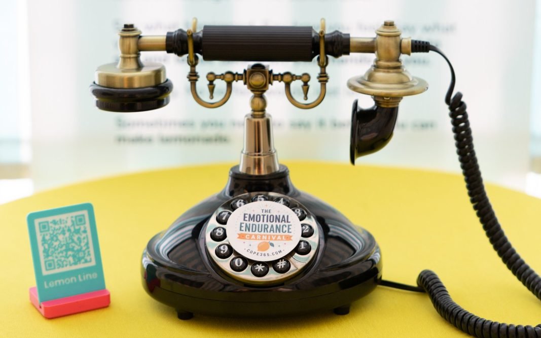 The vintage phone at the Lemon Line booth