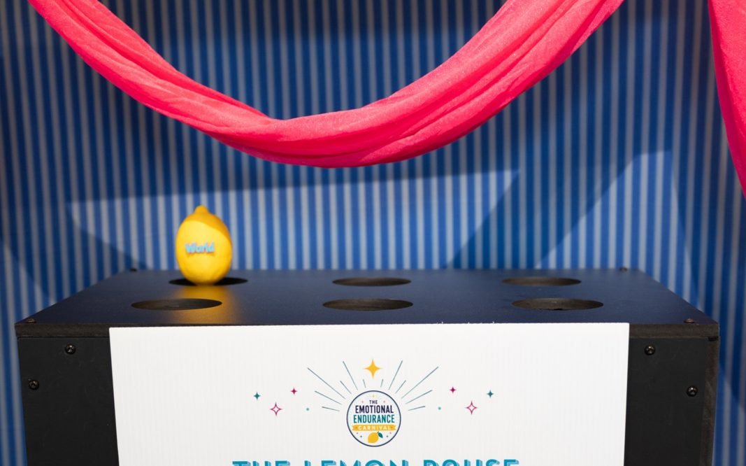 A lemon popping up at the Lemon Pause booth